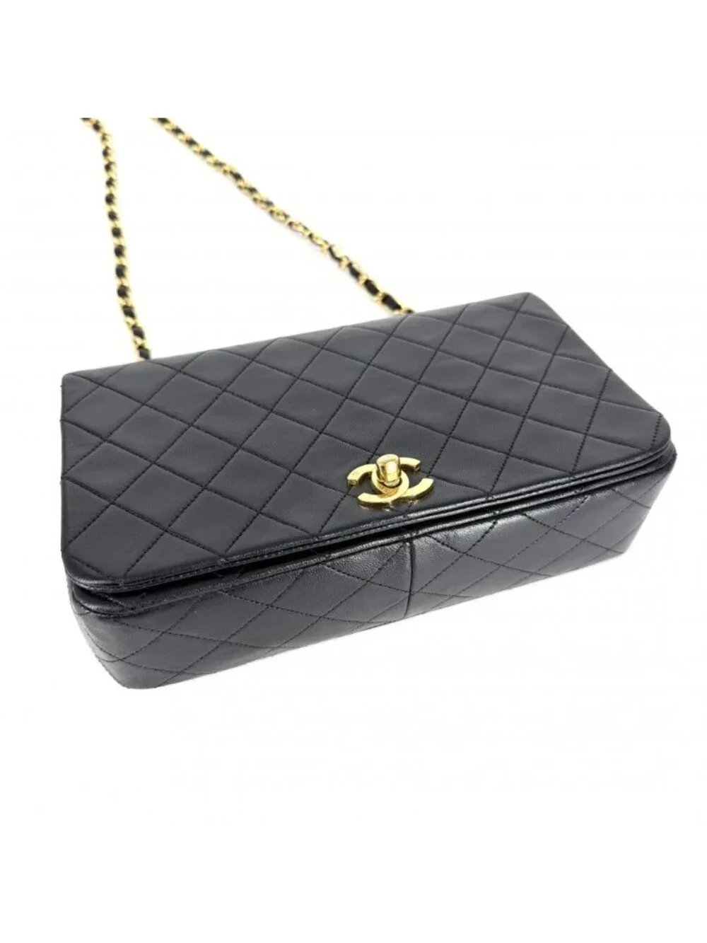 Chanel Shoulder Bag Quilted 23 CC Logo Chain Full Flap Crossbody Lambskin Black